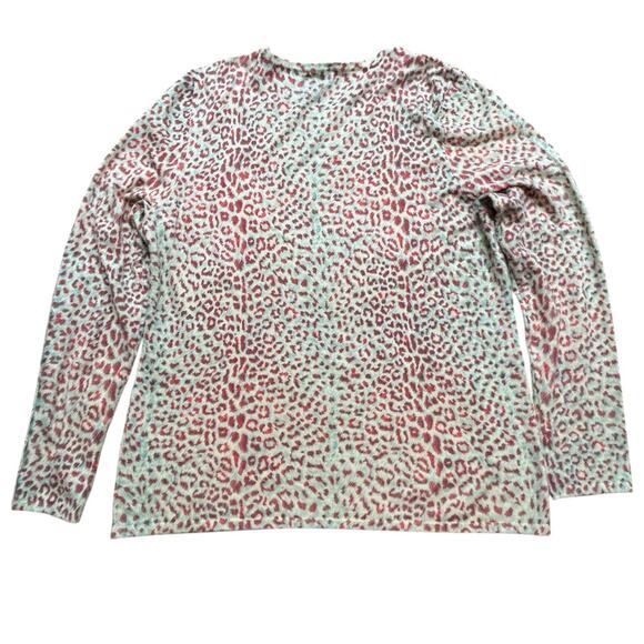 J McLaughlin Animal Print Lightweight Sweater Large Red & Blue Catalina Cloth - Picture 5 of 8